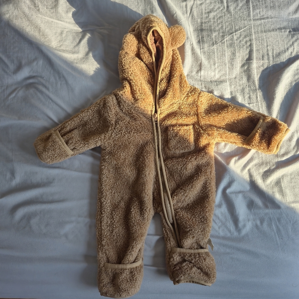 Cozy Tan Sherpa Onesie 3-6 Months
